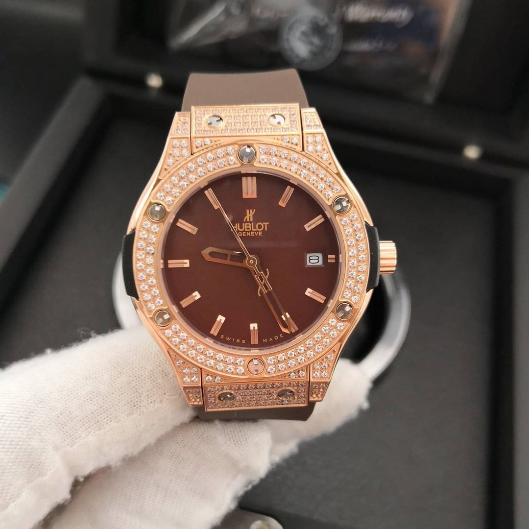 Relógio Hublot - Big Bang Marrom Cravejado
