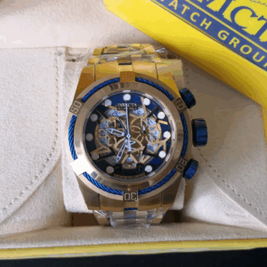 Relógio Bolt Zeus Skeleton dourado / azul